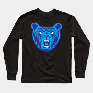 Blue Grizzly Bear Mascot Long Sleeve T-Shirt
